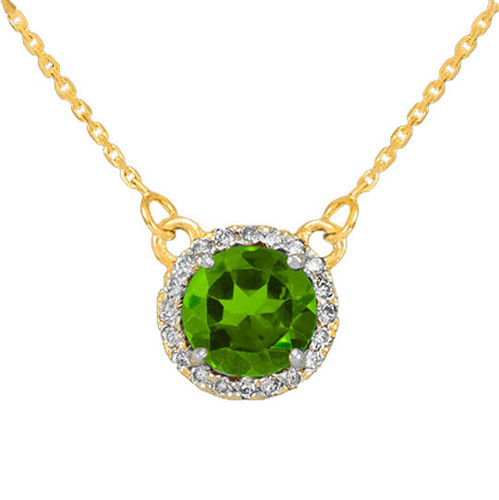 14k Gold Diamond Peridot Necklace