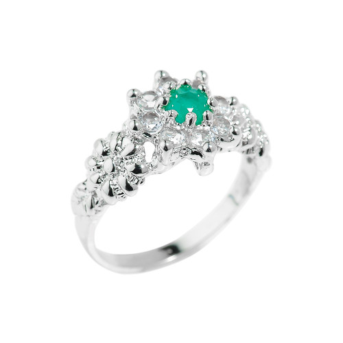 Beautiful Genuine Emerald Gemstone Ladies Ring