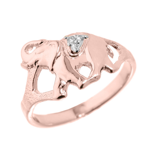 Rose Gold Diamonds Studded Elephant Ring