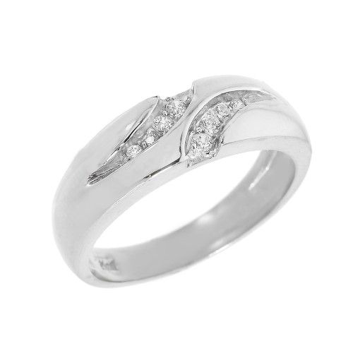 Men's Sterling Silver Diamond Wedding Band