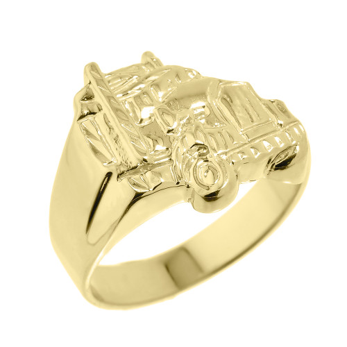 Men's Yellow Gold Truck Design Ring