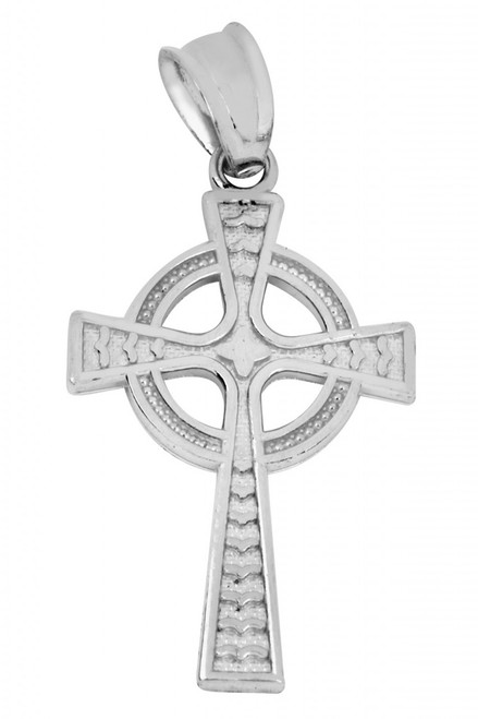 White Gold Celtic Cross Pendant