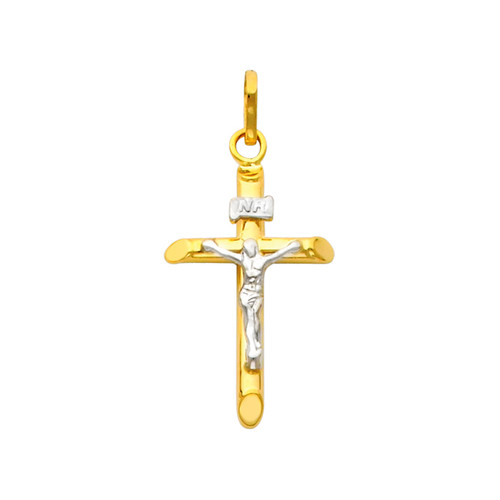 14K Gold Two-Tone Dainty Crucifix