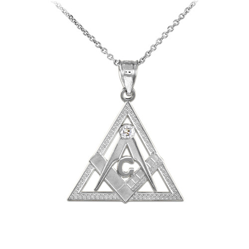 White Gold Triangle Freemason Diamond 