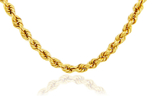 Gold Chains and Necklaces - Rope Ultra Light Diamond Cut 10K Gold Chain 5 mm