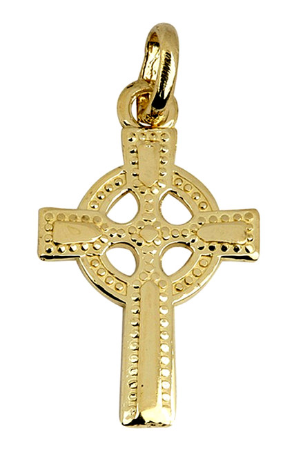 Small Gold Celtic Polished Cross Pendant from CladdaghGold.com - image