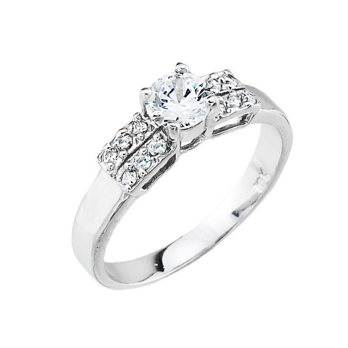 Engagement Ring | CZ Engagement Ring | White Gold CZ Engagement Ring ...