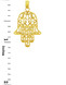 Factory Direct Jewelry 14K Gold Hamsa Hand Filigree Pendant Necklace 