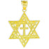 Factory Direct Jewelry Yellow Gold Jewish Star of David Cross Pendant (M) 1.25" 