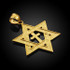 Factory Direct Jewelry Yellow Gold Jewish Star of David Cross Pendant (M) 1.25" 