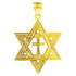 Factory Direct Jewelry Yellow Gold Jewish Star of David Cross Pendant (M) 1.25" 