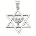 Gold Star of David with Menorah Pendant Necklace (Available in Two Tone Yellow / Two Tone Rose / White Gold)