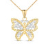 Filigree Butterfly Pendant Necklace in Two-Tone Yellow Gold