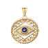 Gold Round Filigree Evil Eye Pendant Necklace(Available in Yellow/Rose/White Gold)