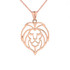Lion Head Cut Out Pendant Necklace in Gold (Yellow/Rose/White)