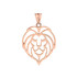 Lion Head Cut Out Pendant Necklace in Gold (Yellow/Rose/White)