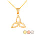 Celtic Knot Triquetra Trinity Diamond Pendant Necklace in Gold (Yellow/ Rose/White)