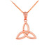 Celtic Knot Triquetra Trinity Diamond Pendant Necklace in Gold (Yellow/ Rose/White)