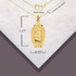 Yellow Gold Saint Guadalupe Illuminated Pendant Necklace with Measurement