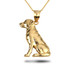 Yellow Gold Labrador Retriever Sitting Pet Dog Pendant Necklace