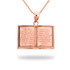 Rose Gold English Open Bible Pendant Necklace