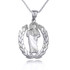 White Gold Saint Jude Greek Laurel Wreath Frame Pendant Necklace