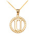 Solid Gold "A-Z" Initial in Rope Circle Pendant Necklace(Available in Yellow/Rose/White Gold)