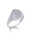White Gold Religious Cross Textured Signet Ring