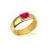 Yellow Gold Blue Birthstone Radiant Cut 5 mm Band Ring