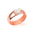 Rose Gold Zirconia Birthstone Radiant Cut 5 mm Band Ring