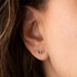 14K Yellow Gold Red Butterfly Enamel Stud Earrings on female model
