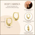 14K Yellow Gold Textured Oval Hoop Earrings with measurements