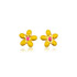 14K Yellow Gold Enamel Flower Baby Stud Earrings
