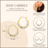 14K Two Tone Gold Textured Hoop Earrings with measurements