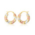 14K Tri Color Gold Polished Striped Hoop Earrings