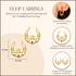 14K Yellow Gold Irish Celtic Claddagh Heart Crown Hoop Earrings with measurements