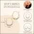 14K Two Tone Gold Striped Hoop Earrings with measurements