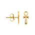 Yellow Gold Egyptian Ankh Cross Stud Earrings