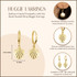 Yellow Gold Beach Seashell Drop Huggie Hoop Earrings with measurements