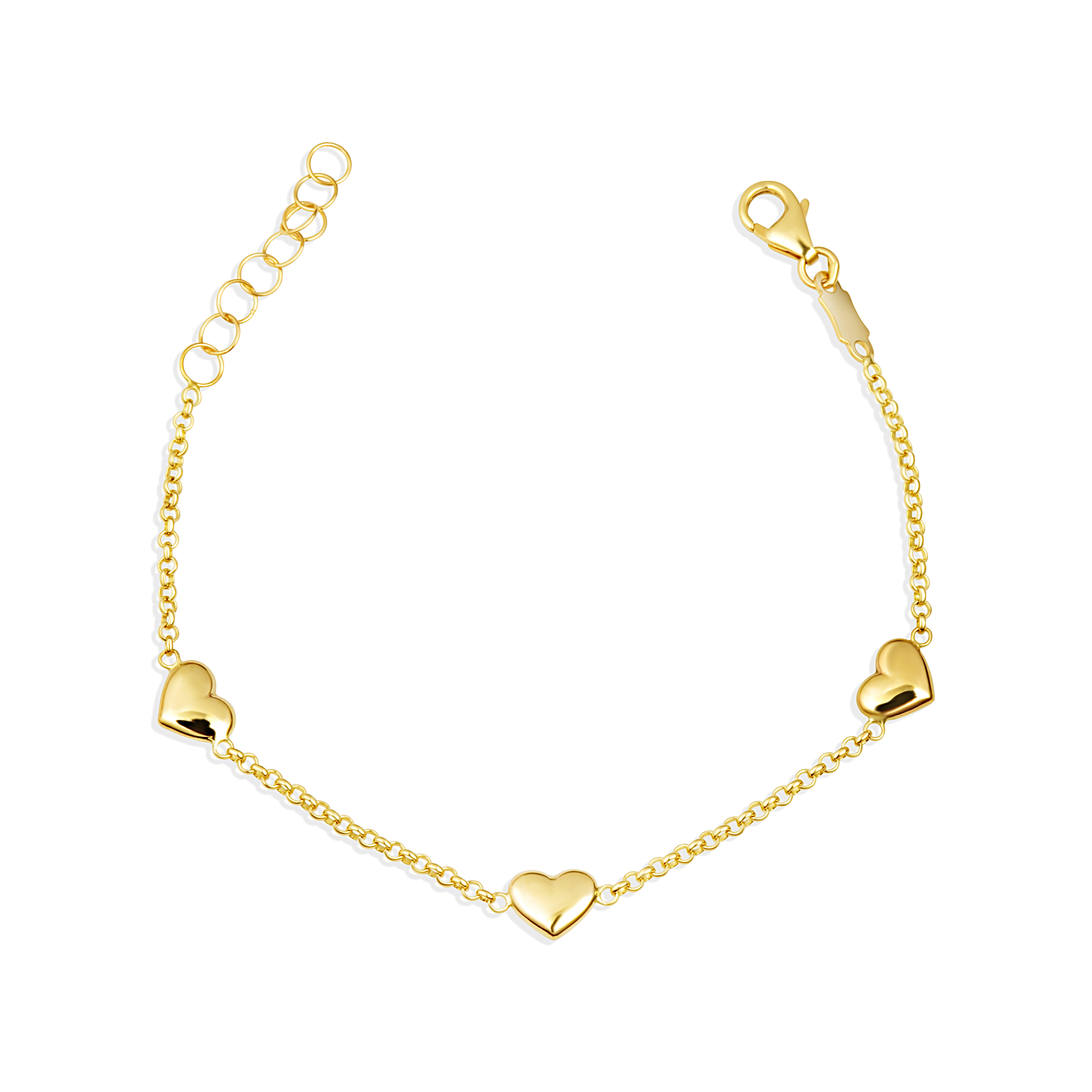 14K Yellow Gold Heart Charm Love Baby Bracelet | Factory