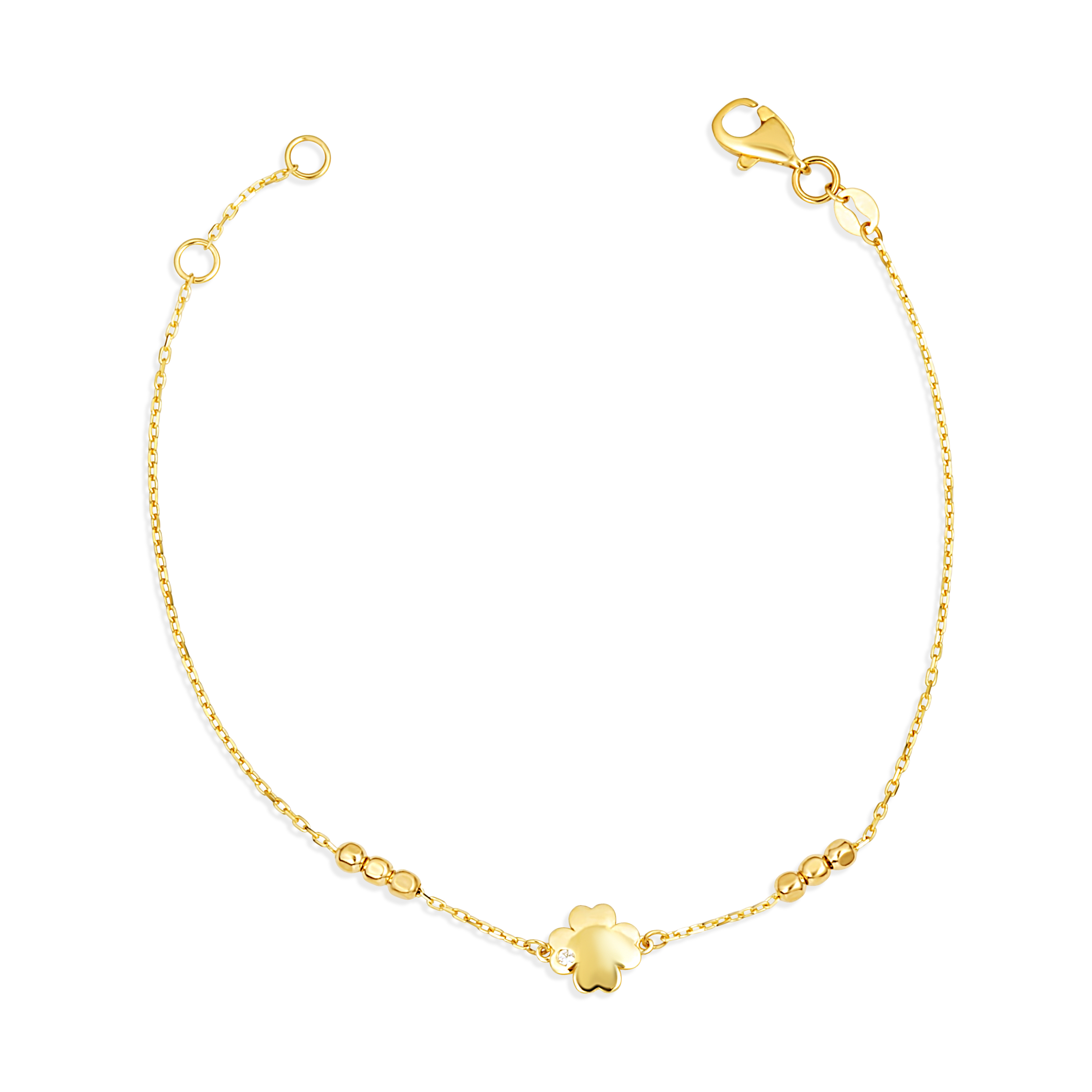 14K Yellow Gold 4 Leaf Clover Lucky Bracelet | Factory