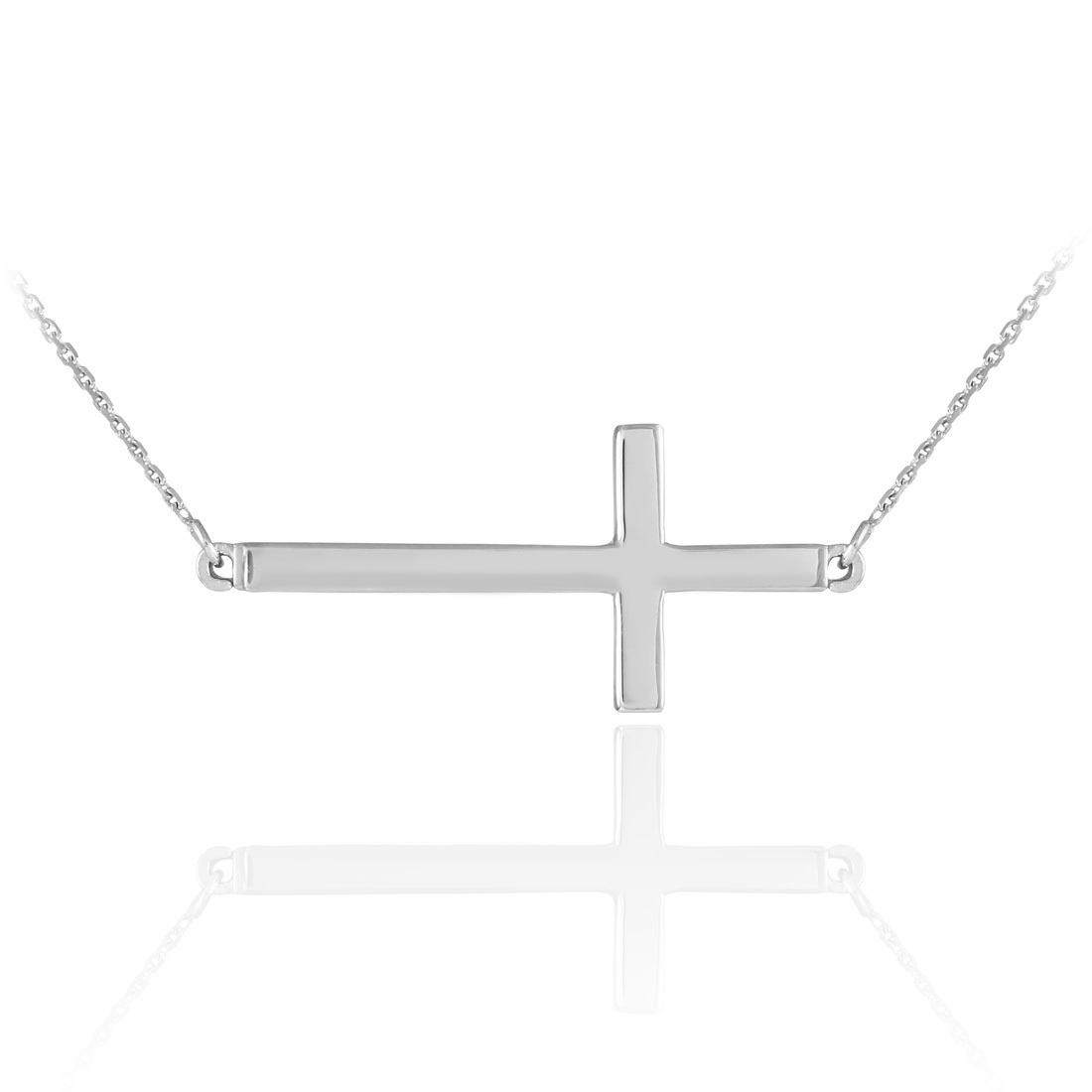 White Gold Sideways Cross
