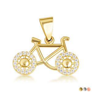 Gold Bicycle Sports Studded Cycling Pendant Necklace | Factory