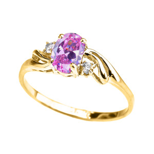 Gold Oval Birthstone Solitaire Proposal Ring (Available in Yellow/Rose ...