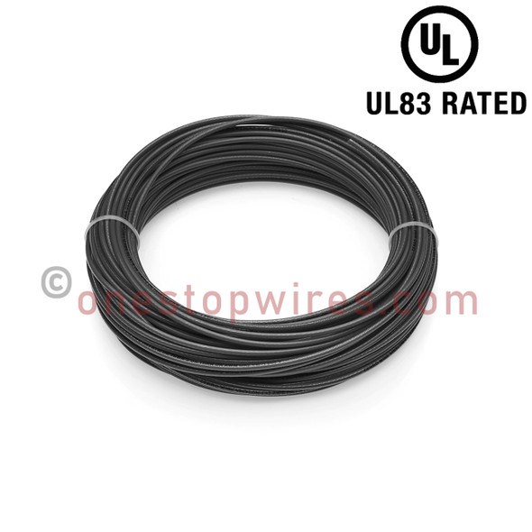 14 AWG Gauge Insulated Copper Building Wire THHN / THWN-2 - UL Listed - #14 SOLID - Black - (Sold Per Foot)