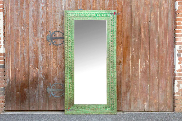 Hpa-si Greenwash Tribal Carved Large Mirror.