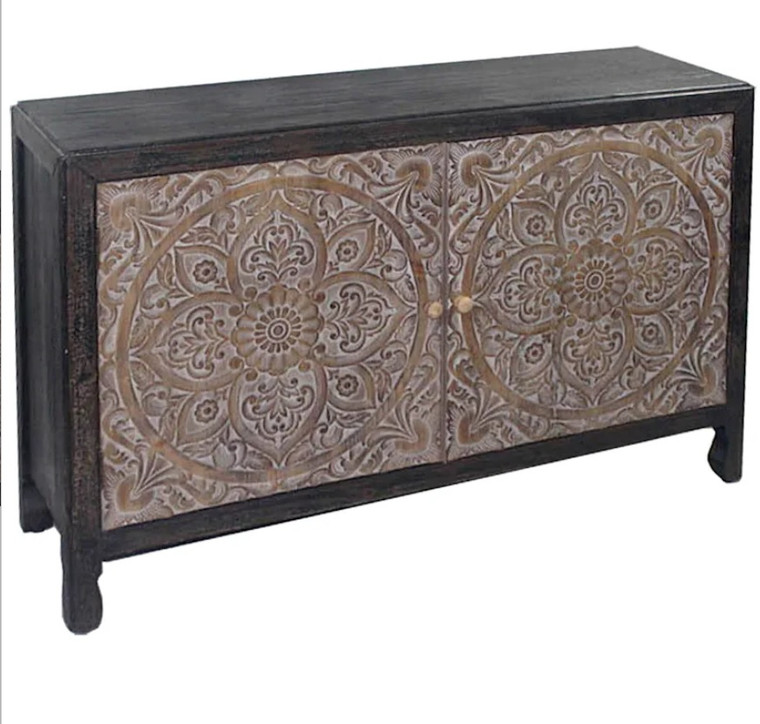 ALAMO Floral Carved 2 Door Cabinet