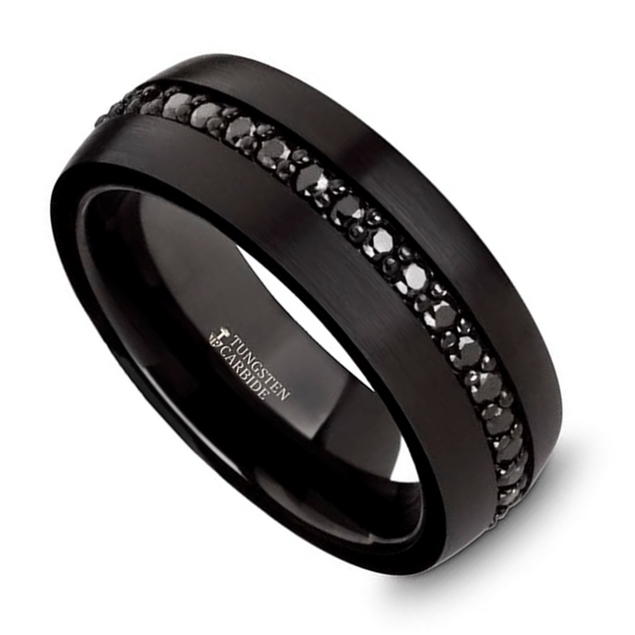 Ernst Black Tungsten Carbide Men's Wedding Band with Black Sapphires ...