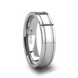 Anchorage Tungsten Wedding Band with Offset Grooves