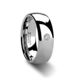 Berkshire Domed Tungsten Wedding Band with Diamond